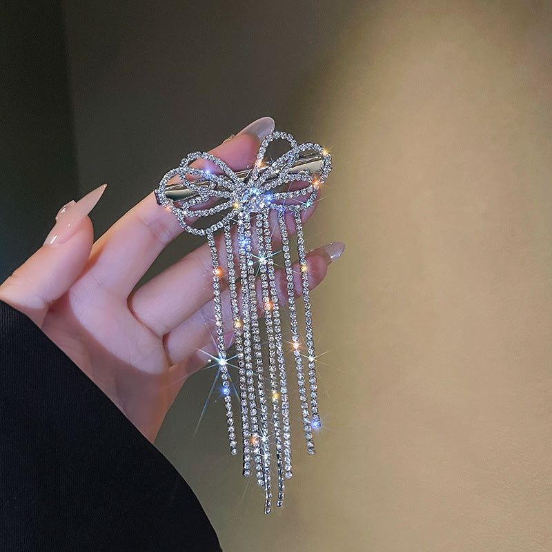 Diamond Bow Fringe Hair Clip