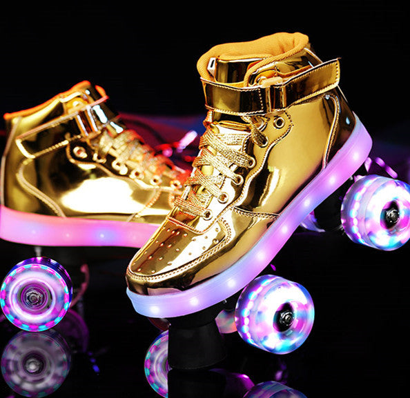 led rechargeable double row roller skates