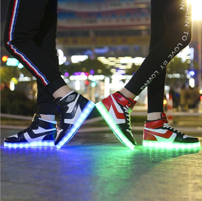 LED sports shoes sneakers high top USB