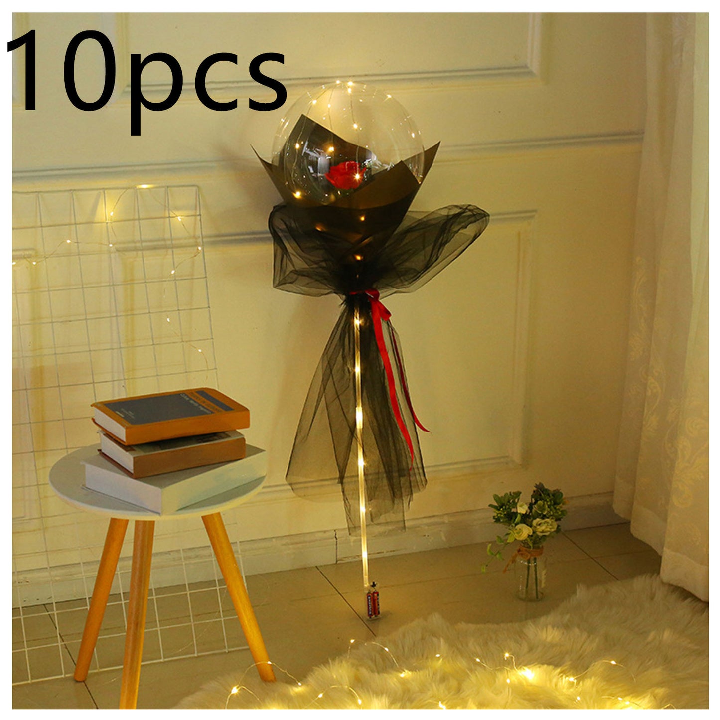 LED Luminous Balloon Rose Bouquet Transparent Bobo Ball Rose