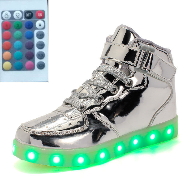 High-top LED Luminous Shoes Remote Control Light Shoes Square Ghost Dance Light Shoes Luminous Running Shoes Men And Women Shoes