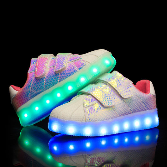 Children's Luminous Shoes Charging LED Light Shoes Colorful Shell-Toe Children's Shoes