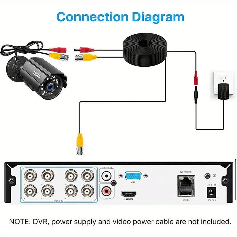 ZOSI HD 1080P Outdoor Security Camera with IR Night Vision, 3000TVL, Metal Hybrid Design, Wide-Angle 90°-105° View, Compatible with ZOSI DVRs for Enhanced Home Safety Brand: ZOSI