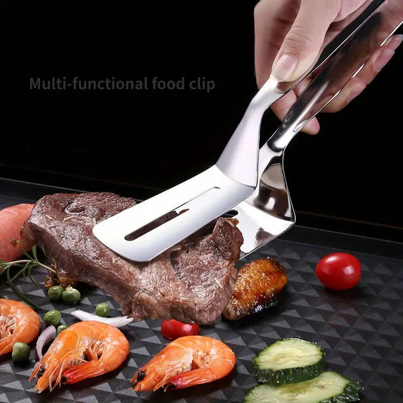 1pc, Stainless Steel Fried Fish Shovel Clamp Food Tong Fish Tong Non-stick Clip Steak Shovel Spatula Kitchen Tools For Restaurant Kitchen