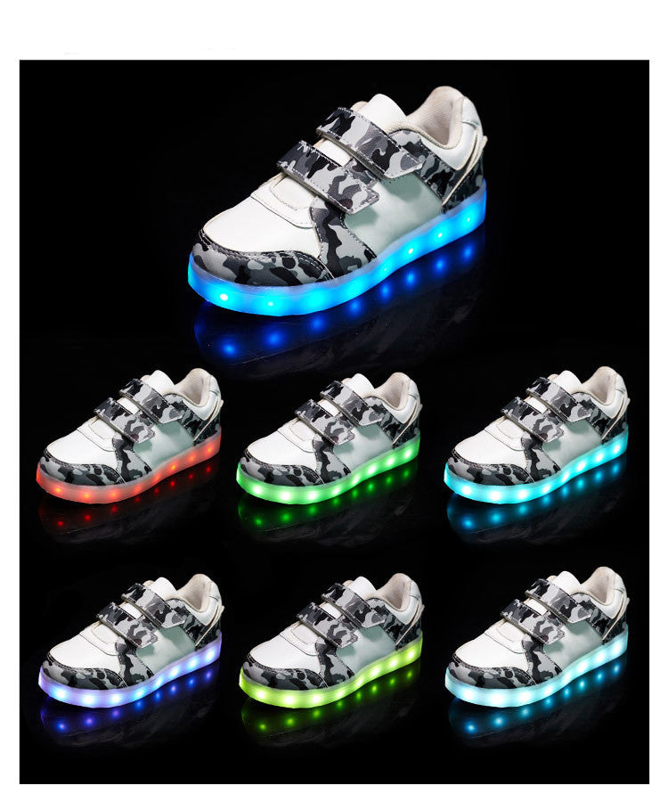 LED light children's camouflage shoes