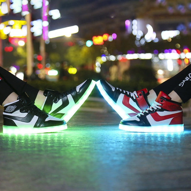 LED sports shoes sneakers high top USB