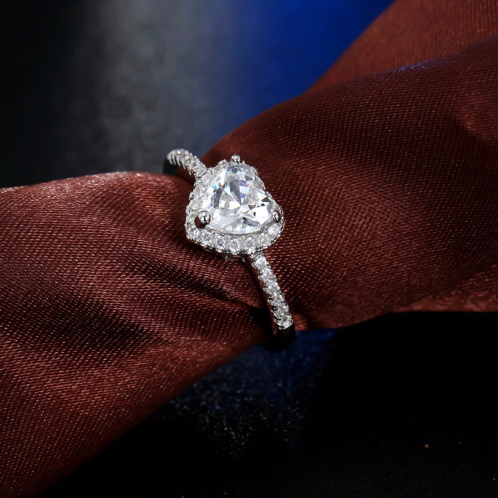 Heart-shaped zircon ring