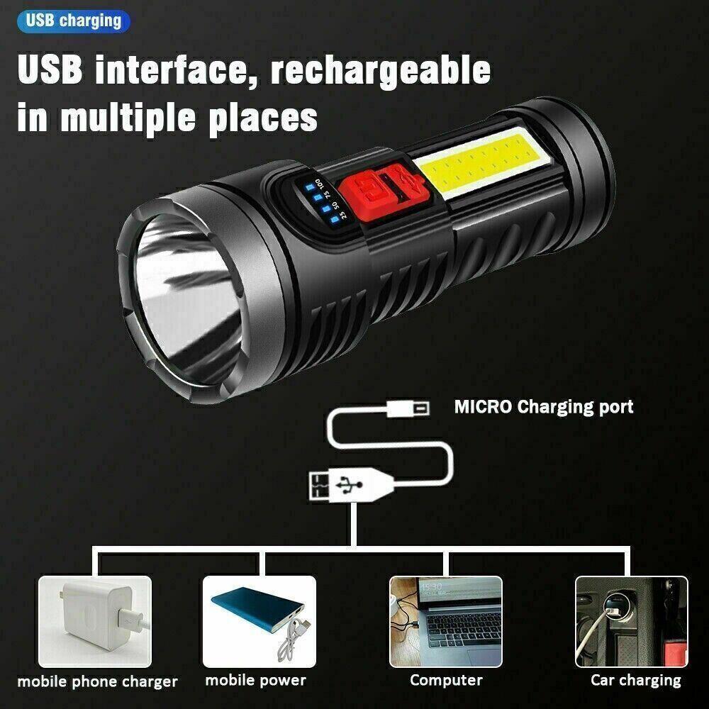 3500000LM LED Flashlight Super Bright Torch USB Rechargeable Lamp High Powered