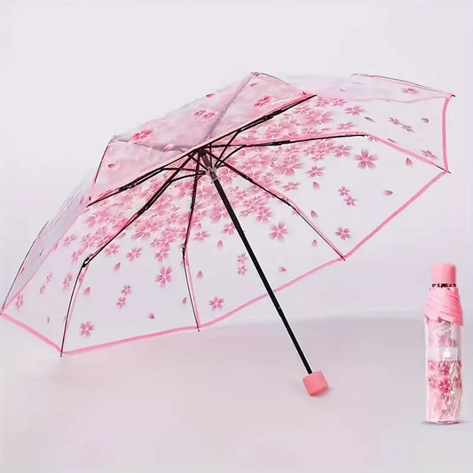 1pc Foldable Manual Umbrella, Cute Clear Outdoor Umbrella