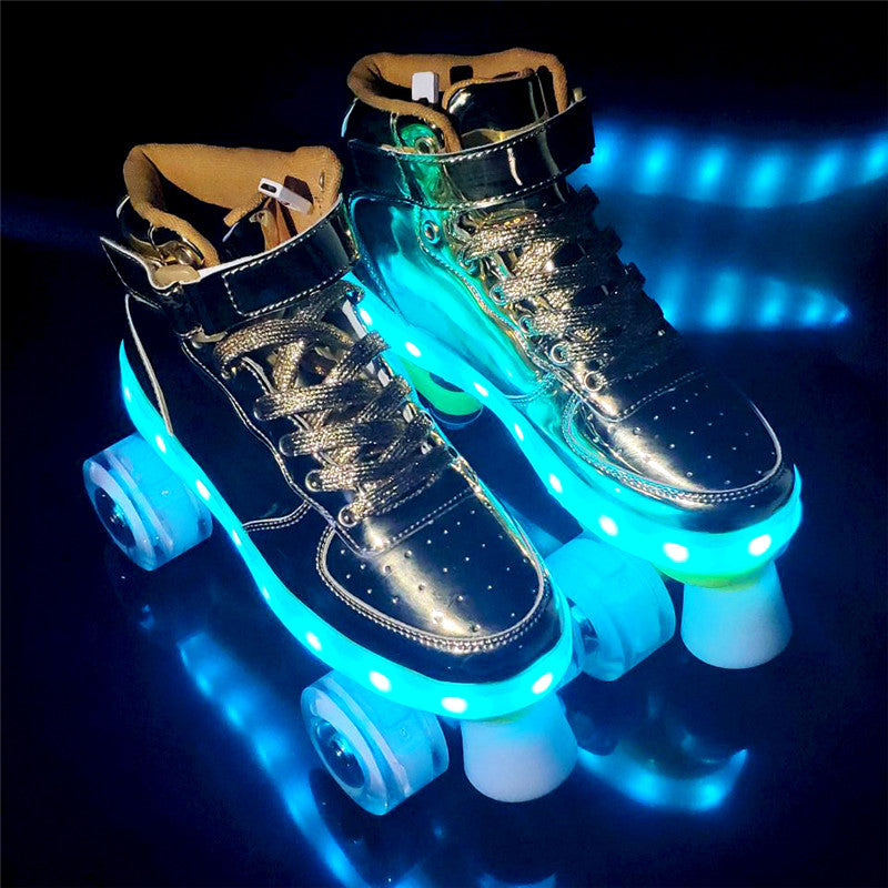 led rechargeable double row roller skates