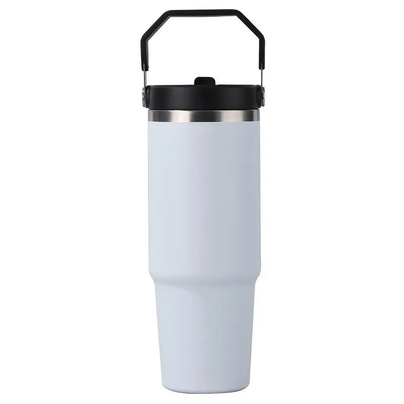 1pc 20oz/30oz (590ml/887ml) Portable Insulated Tumbler With Handle And Straw Lid, Portable Stainless Steel Water Bottle, For Outdoor Sports, Travel & Camping