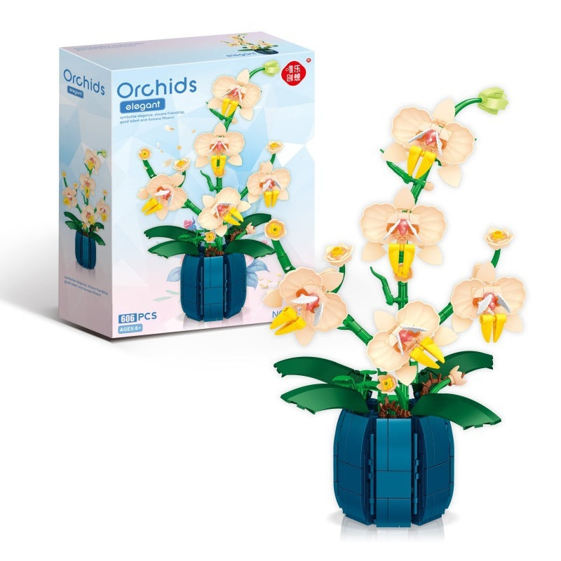 Simulation Orchid Building Block Toy Desktop Decoration Gifts