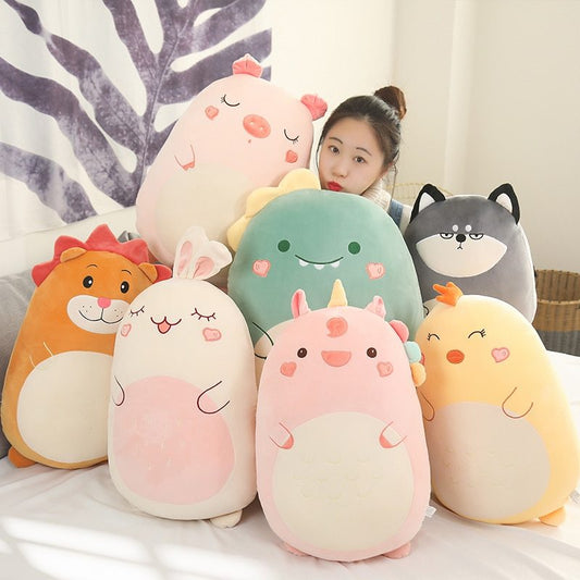 Cartoon cute animal dinosaur pig husky plush pillow cushion