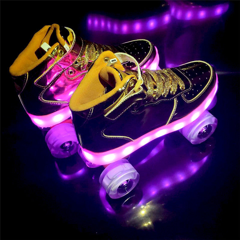 led rechargeable double row roller skates