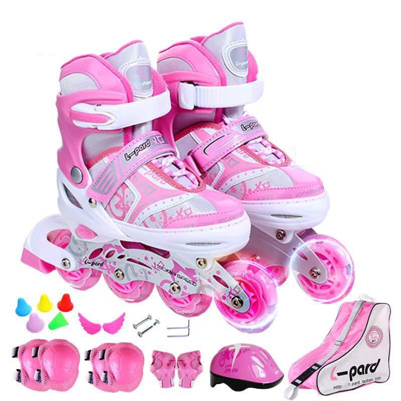 Skate Children Full Set Beginner Adjustable Skate Shoes Boys Roller Skates Women