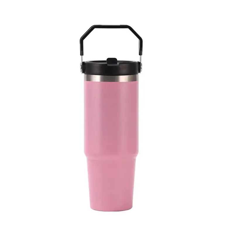 1pc 20oz/30oz (590ml/887ml) Portable Insulated Tumbler With Handle And Straw Lid, Portable Stainless Steel Water Bottle, For Outdoor Sports, Travel & Camping