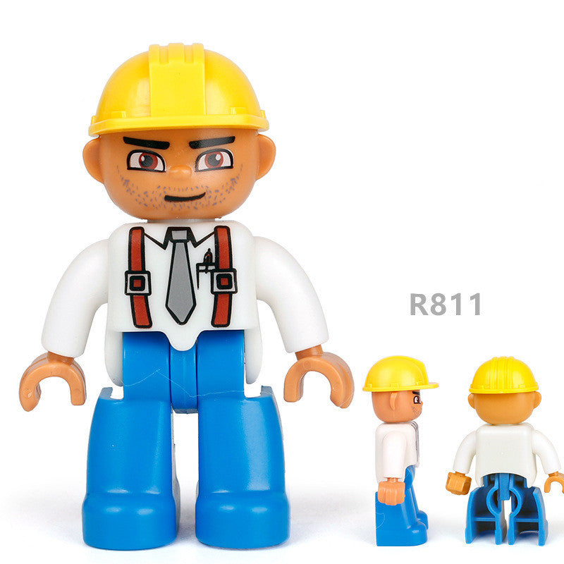 Large-particle building block dolls