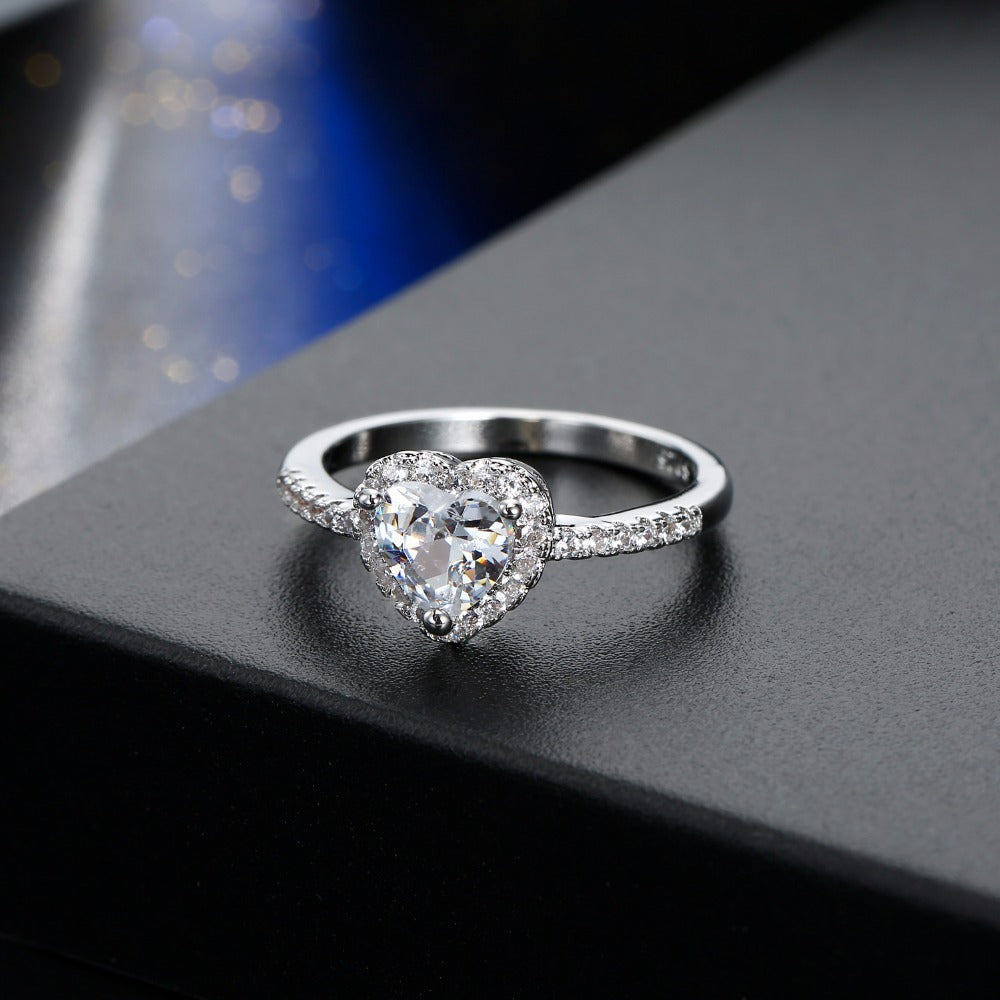 Heart-shaped zircon ring