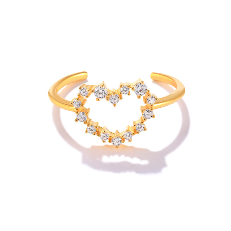 Geometric Heart-to-heart Diamond Ring