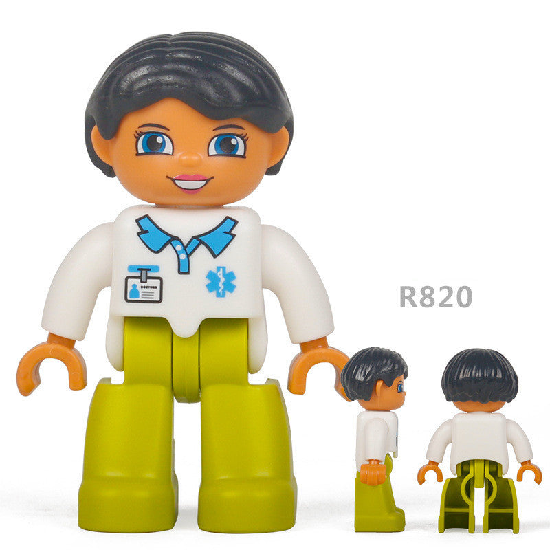 Large-particle building block dolls