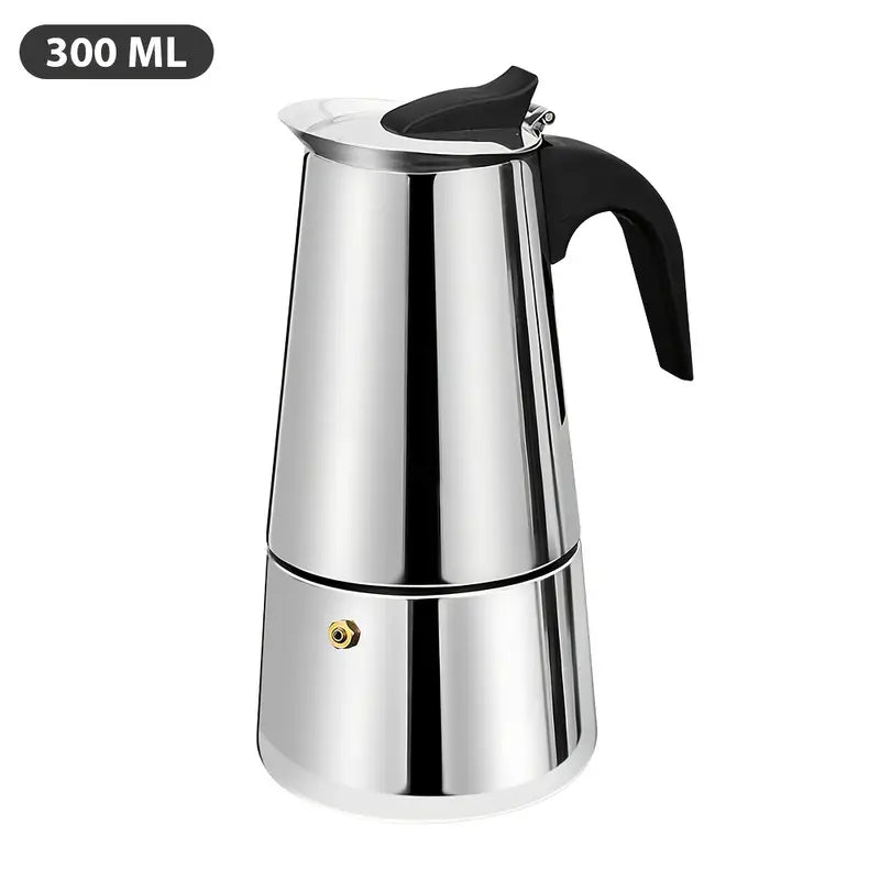 Multi-Layer Filtering] Moka Pot Stainless Steel Espresso Maker - 100/200/300ml Multi-Layer Filtering Coffee Pots - For Coffee Lovers, Home Office, 2/4/6 Cup