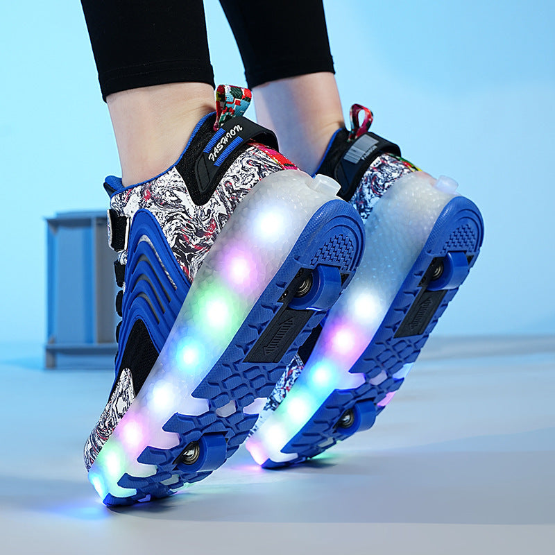 Children's Wheel Shoes LED  Light Emitting Charging Children's Lamp Shoes