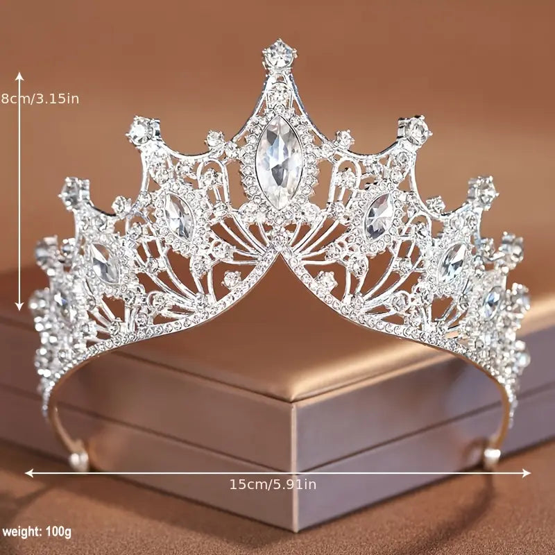 Luxurious Baroque-Style Crystal Bridal Tiara - Elegant Pure Metal Wedding Crown with Sparkling Rhinestones, Perfect for Brides & Formal Events, Wedding Dresses for Bride