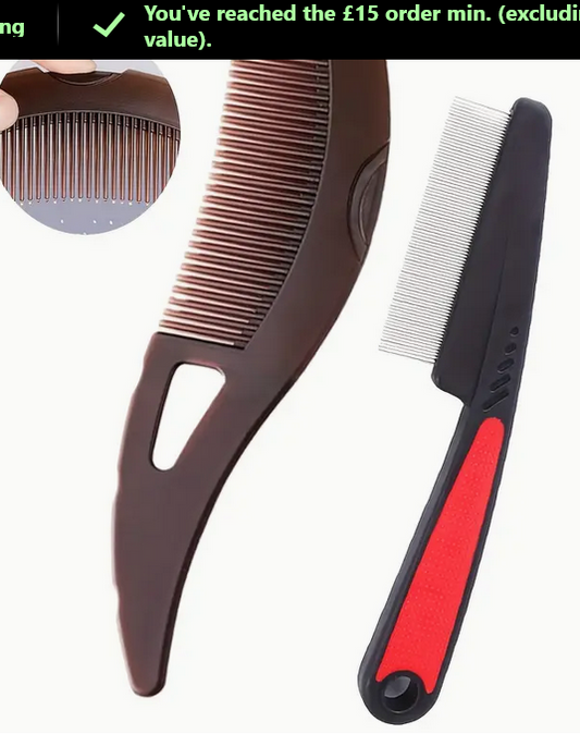 2 Dandruff Combs, Stainless Steel Fine-Tooth Comb, Scalp Psoriasis Comb, Dandruff Comb, Scalp Cleaning And Detoxification Comb, Lice Comb, Scalp Massage Comb, Multifunctional Comb for Men And Women