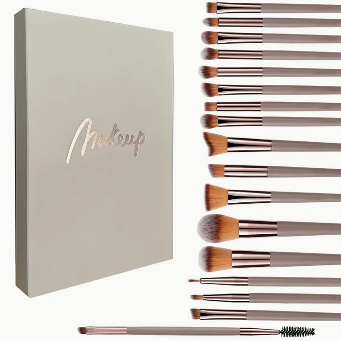 Deluxe 18pcs Champagne Makeup Brush Set With Perfectly Soft Premium Pink-toned Makeup Tools Made With Premium Fibers For A Flawless Look Including Eyeshadow, Foundation, Blush, Nose Shadow, - Perfect For Beginners And Professional Makeup Artists