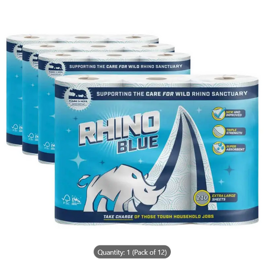 Rhino Blue Kitchen Towel 3-Ply 3 Rolls x 4 Pack (12 Rolls)