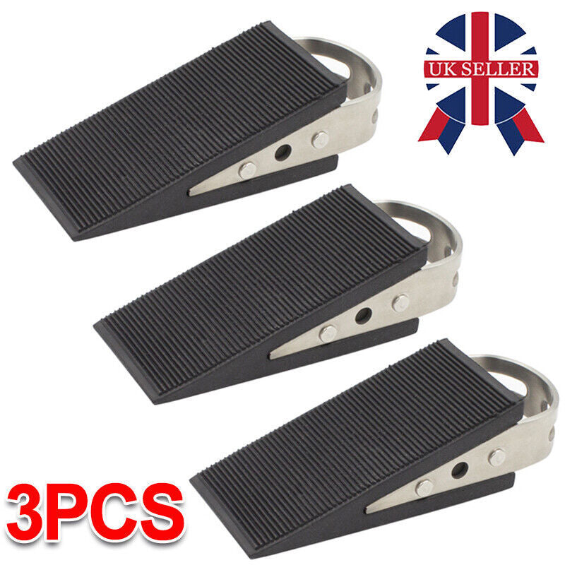 3x Heavy Duty Extra Large Wide Floor Door Stopper Wedge Stop Rubber Anti Pinch