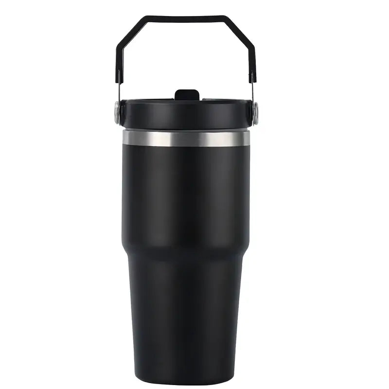 1pc 20oz/30oz (590ml/887ml) Portable Insulated Tumbler With Handle And Straw Lid, Portable Stainless Steel Water Bottle, For Outdoor Sports, Travel & Camping