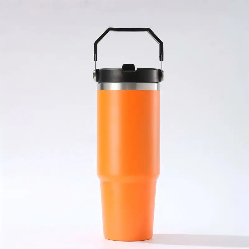 1pc 20oz/30oz (590ml/887ml) Portable Insulated Tumbler With Handle And Straw Lid, Portable Stainless Steel Water Bottle, For Outdoor Sports, Travel & Camping