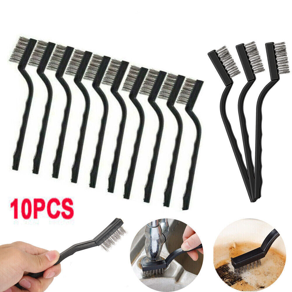 10x Small Wire Brush Set Stainless Steel Wire Brush DIY Paint Rust-Remover Tool