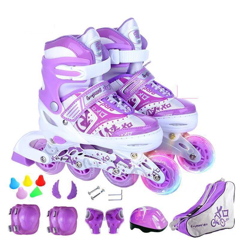 Skate Children Full Set Beginner Adjustable Skate Shoes Boys Roller Skates Women