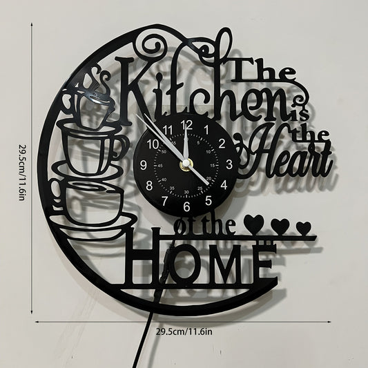 1pc Vinyl Record Wall Clock, Black Glue Record Wall Clock, Silent Clock, for